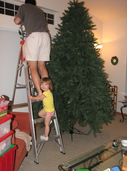 Helping Daddy Hang the Lights